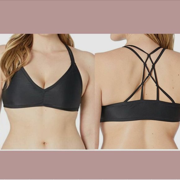NEW Volcom [ PLUS 24W ] Simply Solid V‎ Neck Bikini Top in Black #5314b - Picture 1 of 13